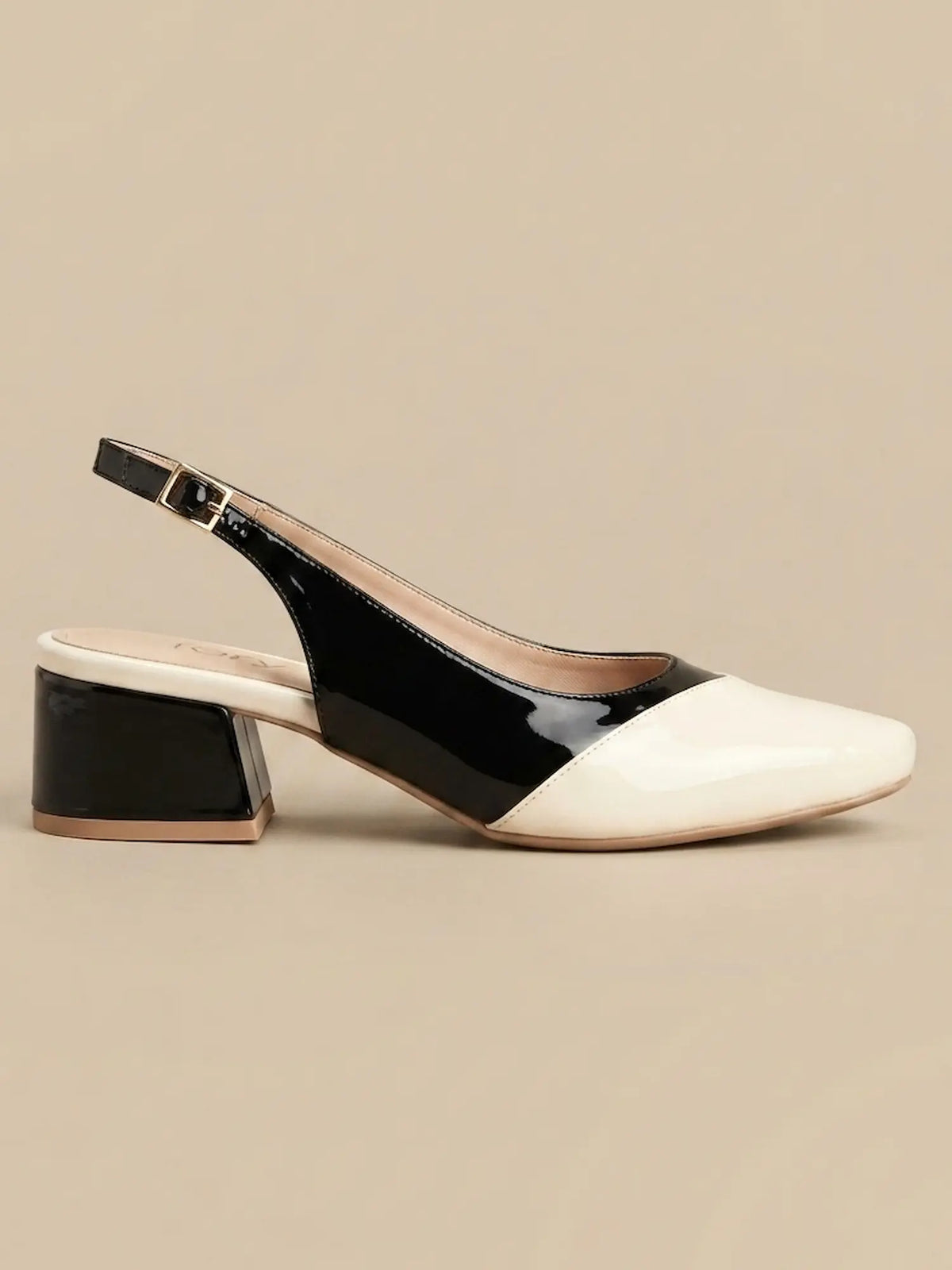 Zapato tacón bajo para mujer anastasia negro beige