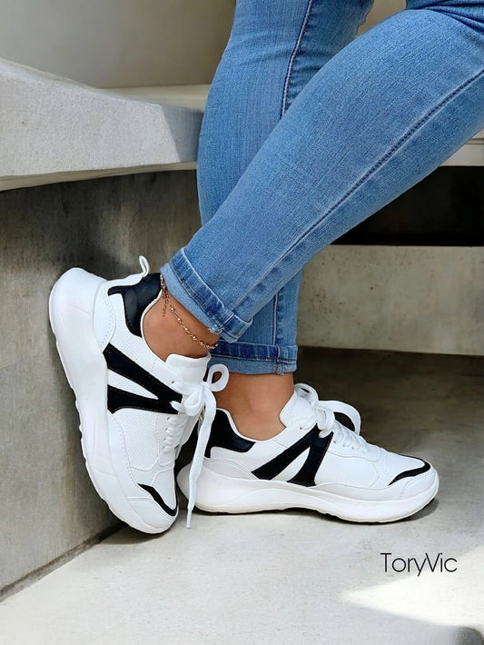 tenis, botines, sandalias y zapatos para mujer en colombia. venecia blanco negro 1