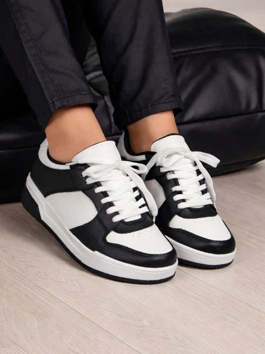 tenis de mujer celio blanco negro 