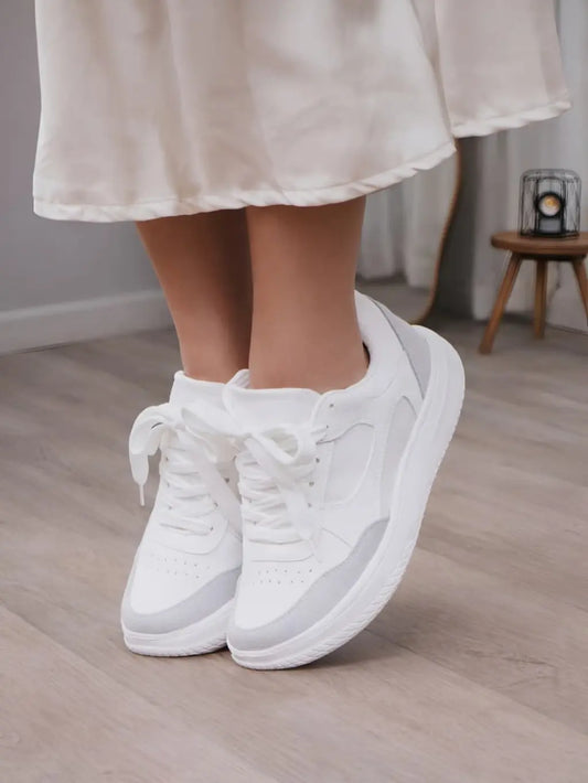 tenis de mujer tany blanco gris 