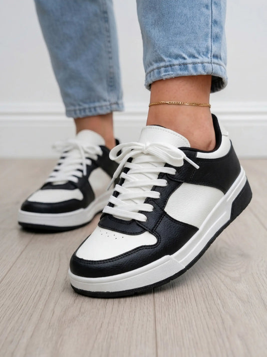 tenis mujer celio blanco negro