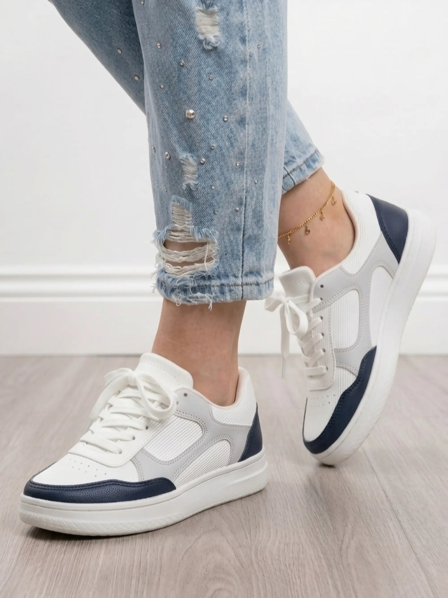 tenis mujer tany blanco azul