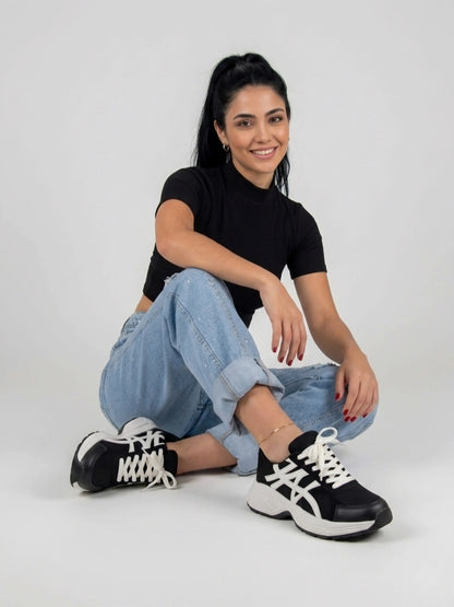 tenis mujer zelda negro blanco 1 2