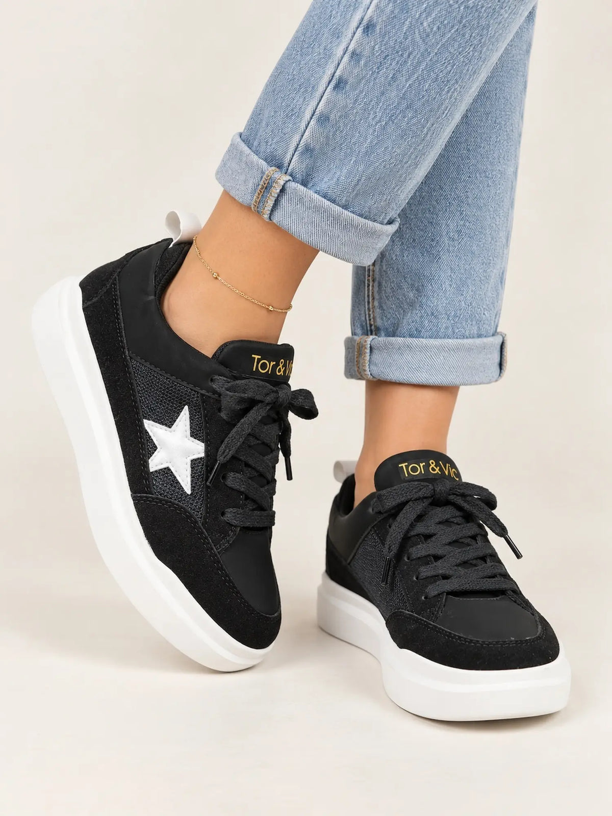 tenis para mujer golden negro 1