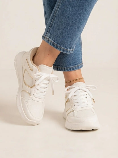 tenis para mujer montana blanco dorado 6
